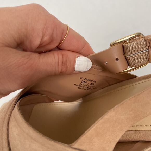 Vince Camuto Jenevya Suede Faux Wood Platform Sandal 9 - Picture 6 of 8